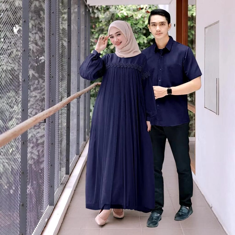 Product image Muslim Clothing - Muslim Clothing- Farhan Couple Setelan 2in1 Wanita Pria Premium ONE SIZE NAVY