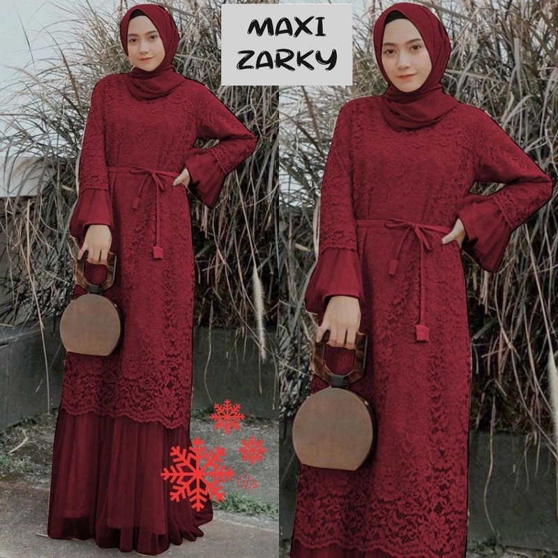 Product image CANNIES STORES ID - Gamis Wanita Muslim Zarky Brukat Kombi M Maroon