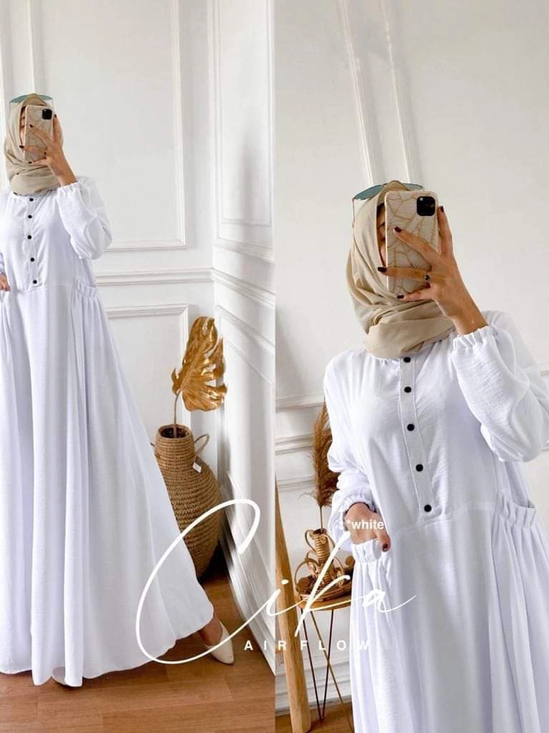 Product image MEQA DAILY - MEGA DAILY - Gamis Cika Dress Wanita Bahan Hyget Super Putih