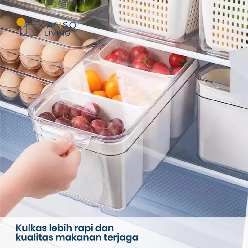 Product image Kanso Living - Kanso Living 5 in 1 Kontainer Penyimpanan Makanan Storage Box Kulkas - 1 Set 3 Sekat 4000 1 Set
