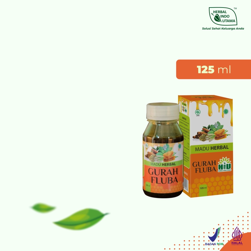 Product image Herbal Indo Utama - Madu Herbal Gurah Fluba Obat Flu dan Batuk Alami Atasi Atsma Bronkitis 125 ml 1 Botol 125 ml Madu Herbal