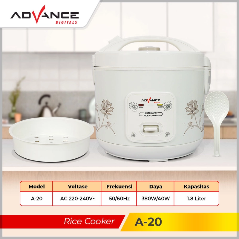 Product image Advance Digitals Indonesia - Rice Cooker A-20 Penanak Nasi Serbaguna 3in1 Magic Com 1.8 Liter Default
