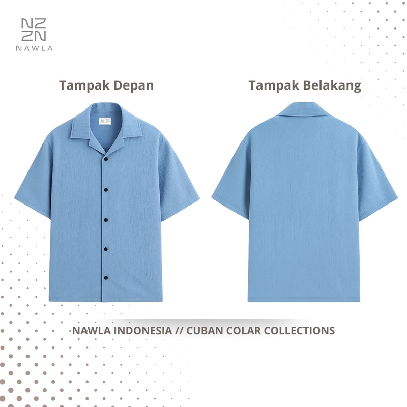 Product image NAWLA - Kemeja Cuban Colar Lengan Pendek S Blue