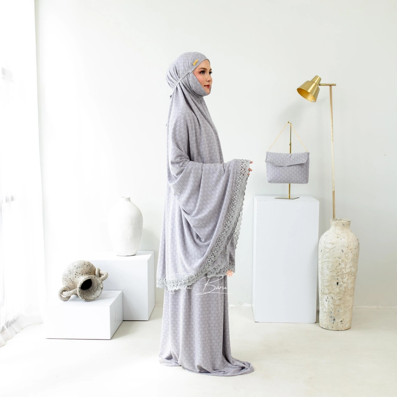 Product image Sakura Baru - [Last Stock] Mukena Yasmin Jaguard Limited All Size Abu Silver Keong