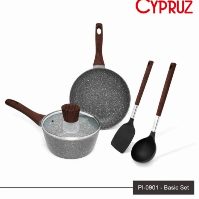 Product image UTAMAMEGA - Cypruz Wajan Panci Penggorengan Marble Cookware Set 5 pcs Warna Marble