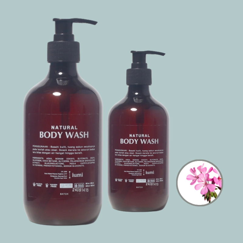Product image IUMI - Natural Body Wash Green Surfactant non SLS Berbusa Lembut dan Creamy Bersih dan Harum Alami Bunga Ge 300 ml Translucent