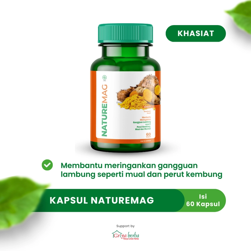 Product image Griya Herba - Naturemag Obat Herbal Membantu Mengobati Maag Asam Lambung Gerd Halal BPOM 60 Kapsul Original
