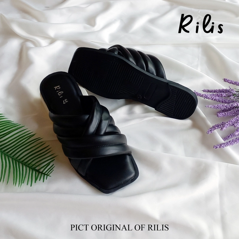 Product image Rilis - Sandal Wanita Slip On Delia (Rilis 35) 39 Hitam