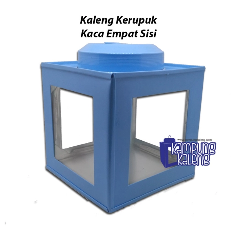 Product image Kampung Kaleng - Kaleng Kerupuk Mini - Empat Sisi 11 x 11 x 11 cm Biru Muda