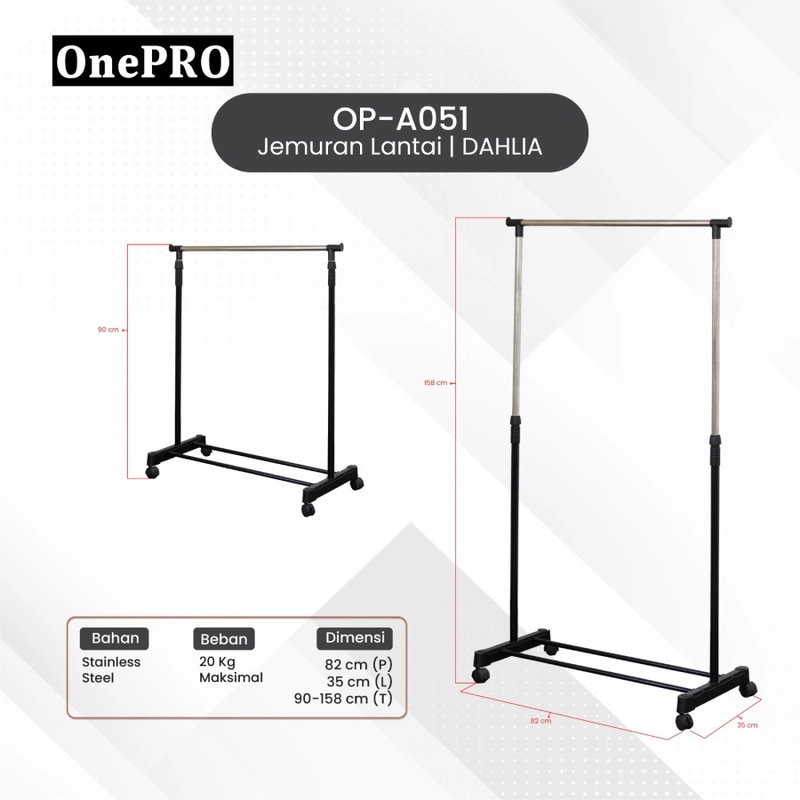 Product image One Pro - Rak Gantungan Baju Dahlia Onepro OP-A051 / Standing Hanger Serba Guna 2000 SILVER