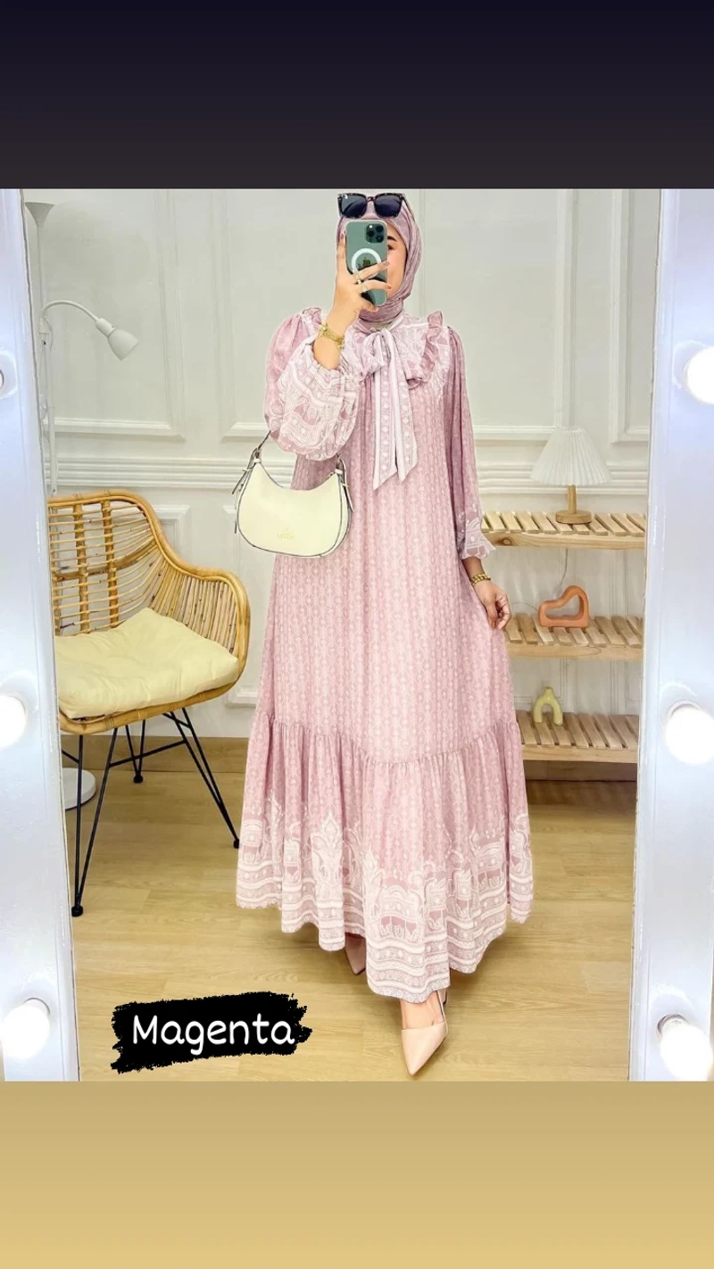 Product image Khisna collection - New gamis dewasa best seller Allsize Magenta