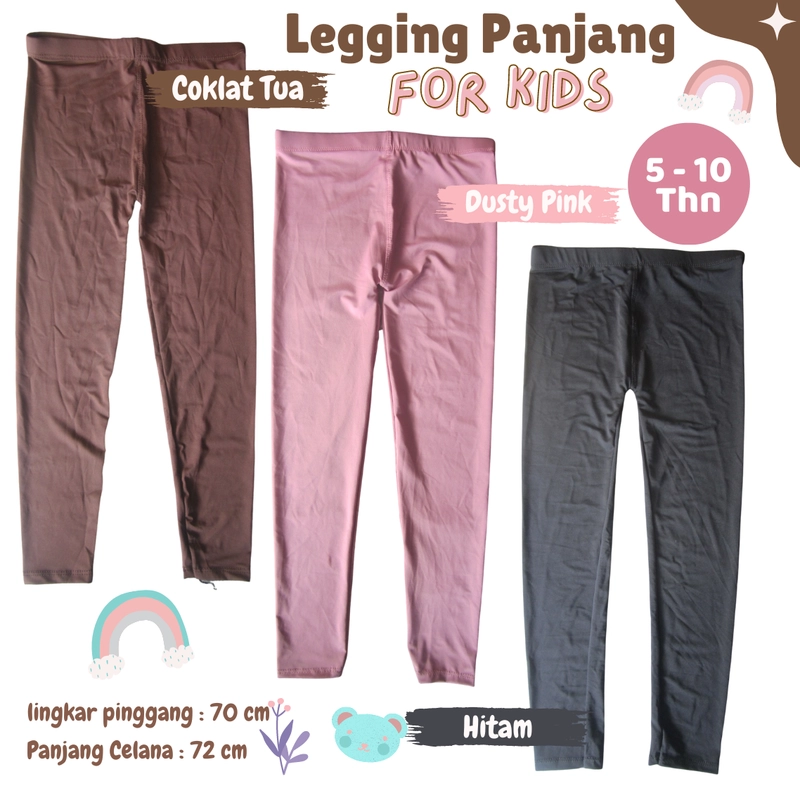 Product image Celana Legging Panjang Anak Perempuan / Celana Lejing Anak Cewek Usia 5 - 10 Tahun Bahan Stretch Fit to L Aqua