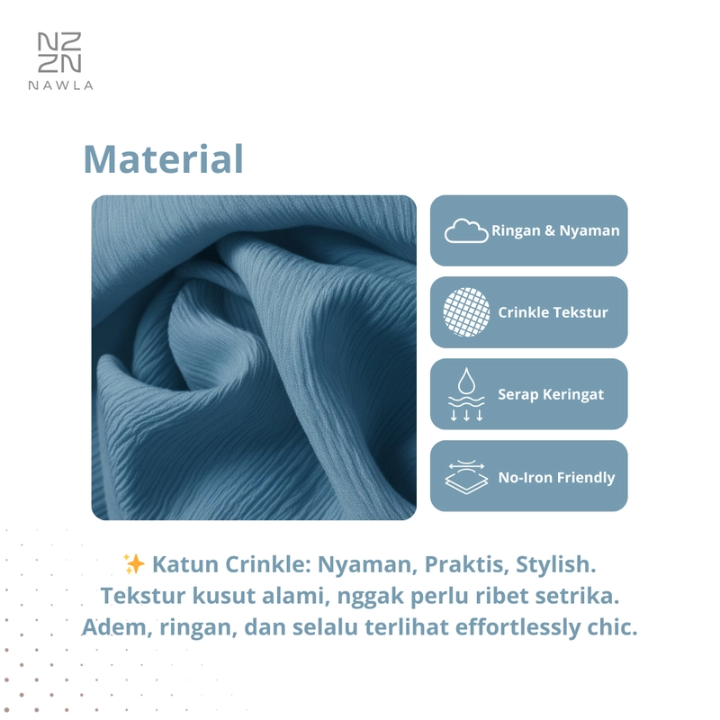 Product image NAWLA - Kemeja Cuban Colar Lengan Pendek S Blue