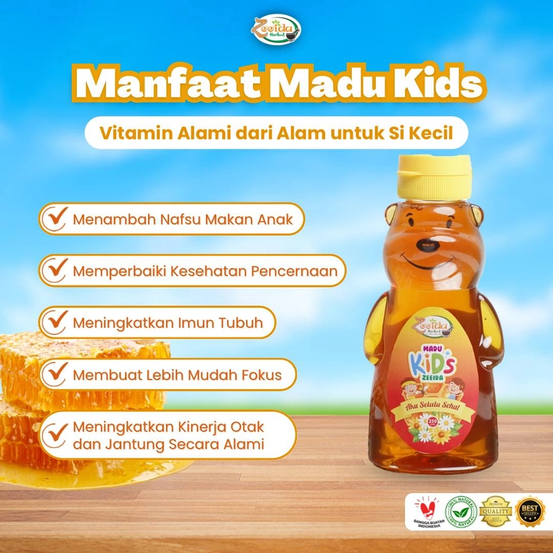 Product image Zeeida Herbal - ZEEIDA MADU KIDS 250ML MENINGKATKAN NAFSU MAKAN ANAK 250ML Madu Kids