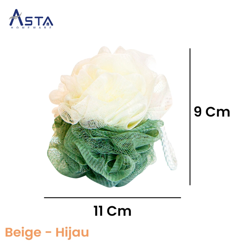 Product image Asta Spons Mandi Lembut Shower Puff Busa Banyak Premium Warna Hijau Abu