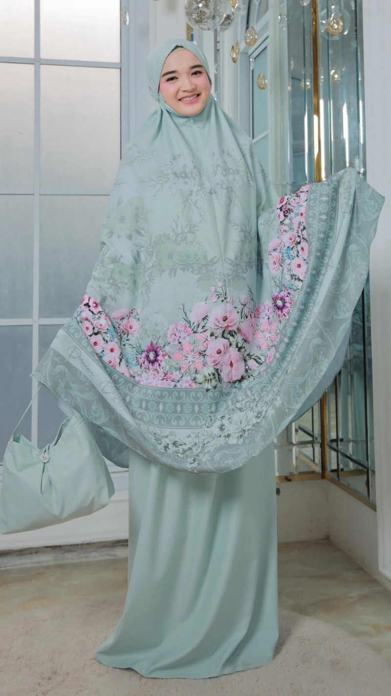 Product image AL Irsyad Store - MUKENA DALANOVA PRINTING PARADISE JUMBO SAGE GREEN