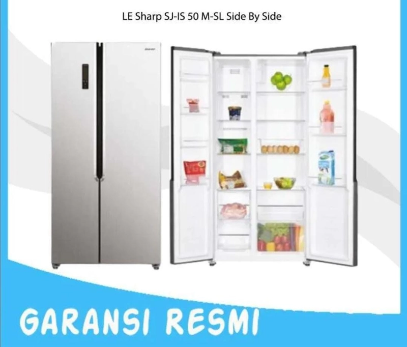 Product image Rizki Electronics - KULKAS SHARP REFIGERATOR SIDE BY SIDE SJ-IS50MA-SL SJIS50MSL SILVER METAL DOOR