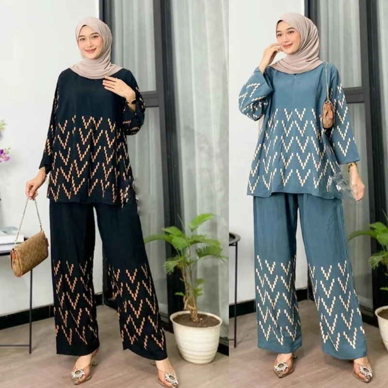 Product image Amha Collection - ONE SET VIVI PAJAMAS RAYON JUMBO PREMIUM STANDAR HITAM