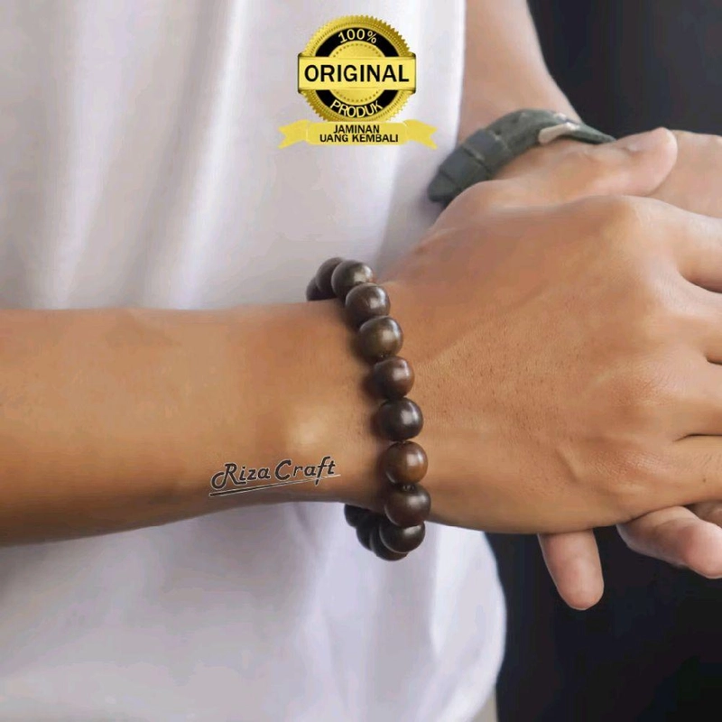 Product image Riza Craft - Gelang Gaharu Kalimantan ASLI Wangi Original Pria Wanita Kualitas Super 12mm Standard Coklat tua