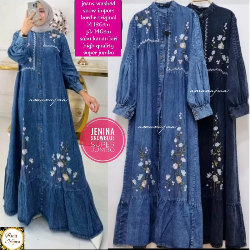 Product image Griya Busanaku Solo - Maxy jeans size jumbo / Jenina - venoza dress LD 116cm Jenina snowblue