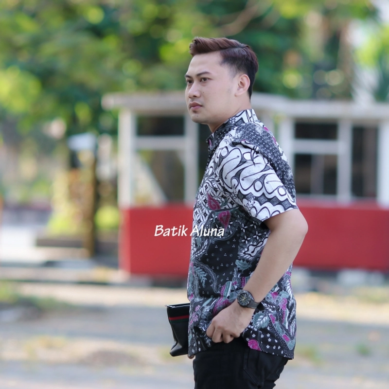 Product image Baju batik pria lengan pendek lapis furing katun premium free masker pd002 S BATIK