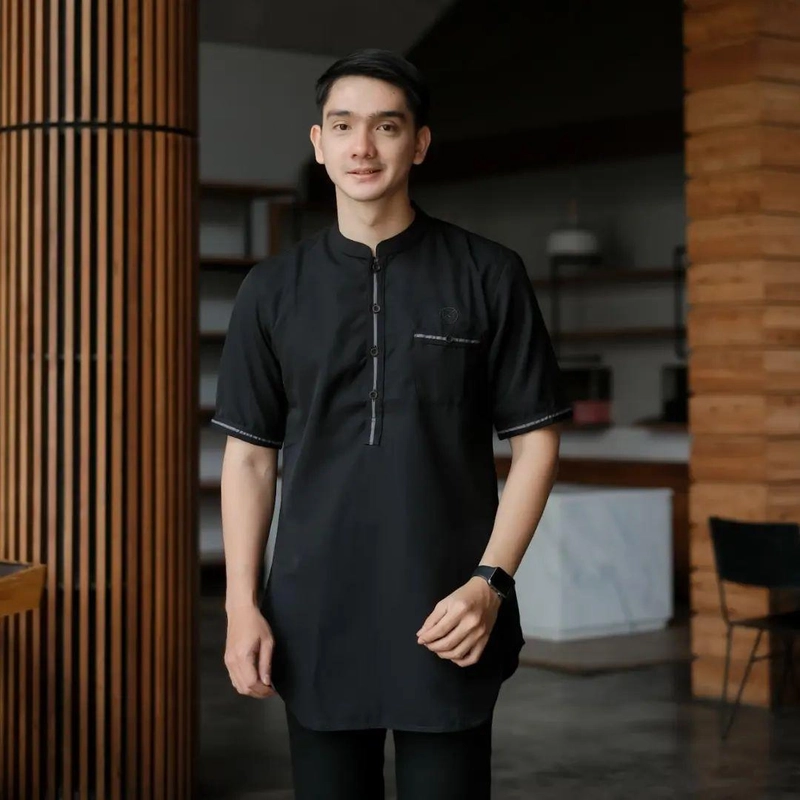 Product image Batik Alfin - Baju koko Couple ayah dan anak motif farhan boleh di pisah bagus banget L Koko ayah farhan hitam