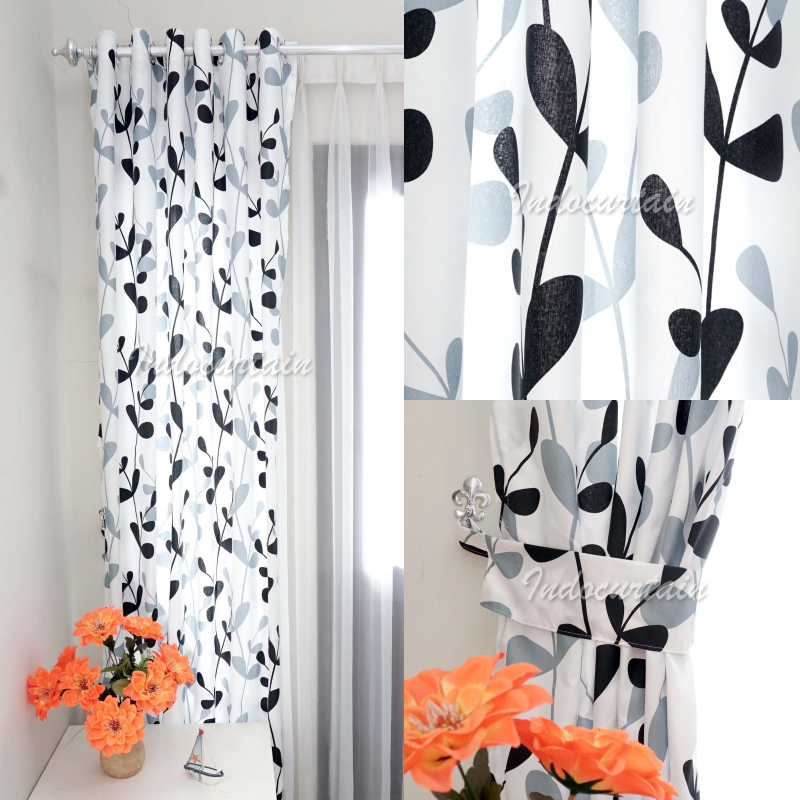 Product image Indocurtain - Gorden Jendela Katun Minimalis Smokring Montero Series Tinggi 150cm Montero Abu