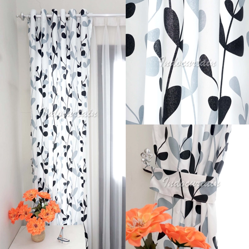 Product image Indocurtain - Gorden Jendela Katun Minimalis Smokring Montero Series Tinggi 150cm Montero Abu