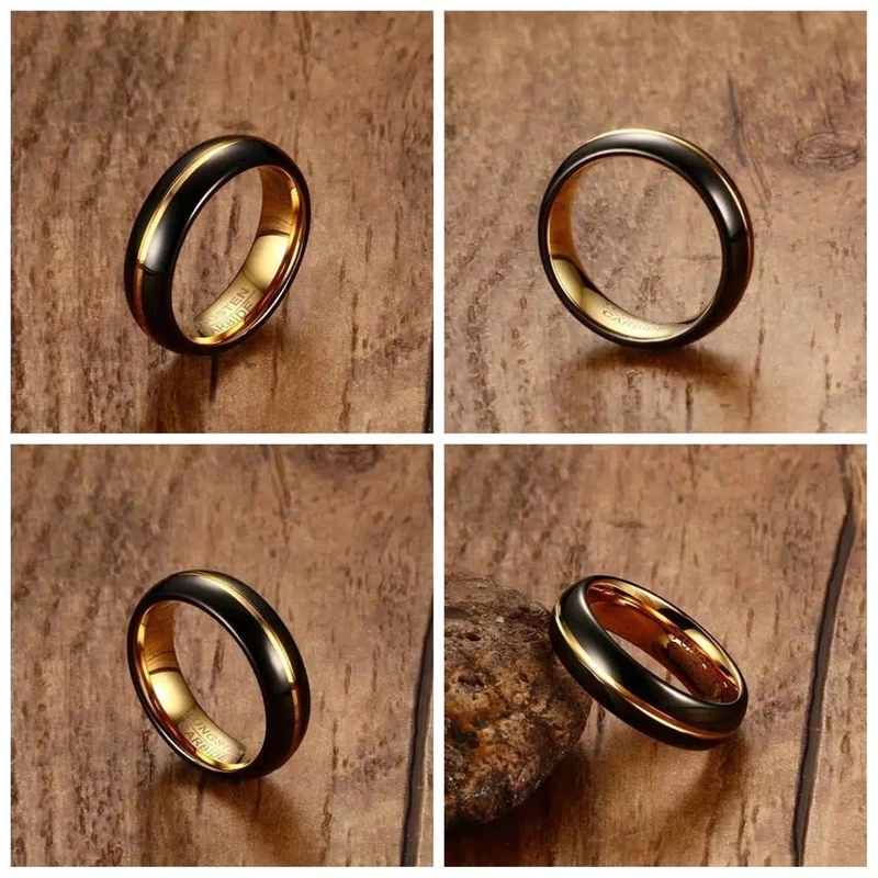 Product image GAWUNG - Cincin Tungsten Ceramic Hitam List Gold Carbide Carbid Pria Premium dewasa 7