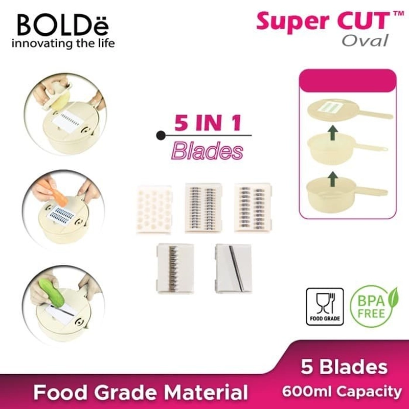 Product image UTAMAMEGA - Bolde Super Cut Oval Pengiris Multifungsi Memasak Lebih Mudah Warna Random