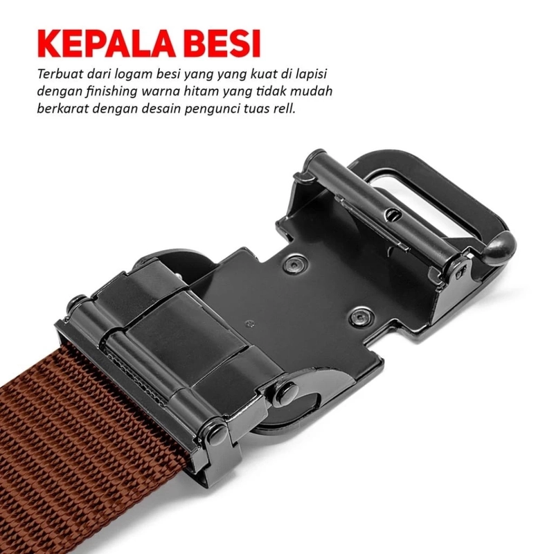 Product image KAHASIL - Ikat Pinggang Sabuk Gesper Pria Nylon Kanvas Kepala Besi Panjang 120cm KHBELT02 all variant ABU GELAP