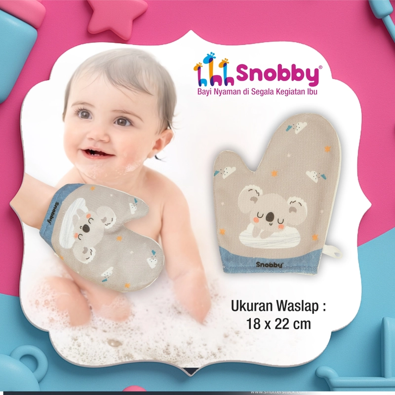 Product image SNOBBY BABY - Snobby Waslap Tangan Bayi Anak Microfiber All SIze Millo Abu