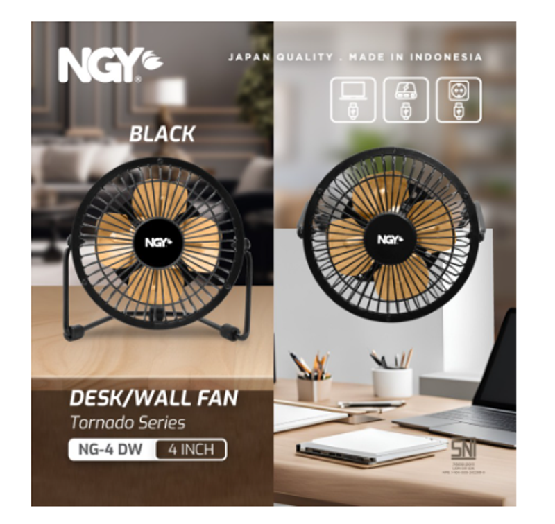 Product image UTAMAMEGA - Kipas Angin Meja Dinding Besi 4 inch Nagoya NG-4DW Warna Hitam