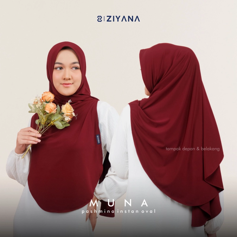 Product image Ziyana Hijab - Pashmina Instan Oval Malay Bahan Jersey Premium Muna All Size Black