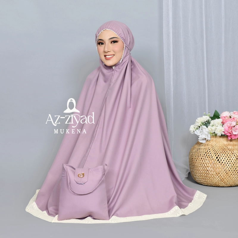 Product image Azziyad Mukena - Mukena Dewasa Polos Renda Katun Mikro Premium all size Lavender