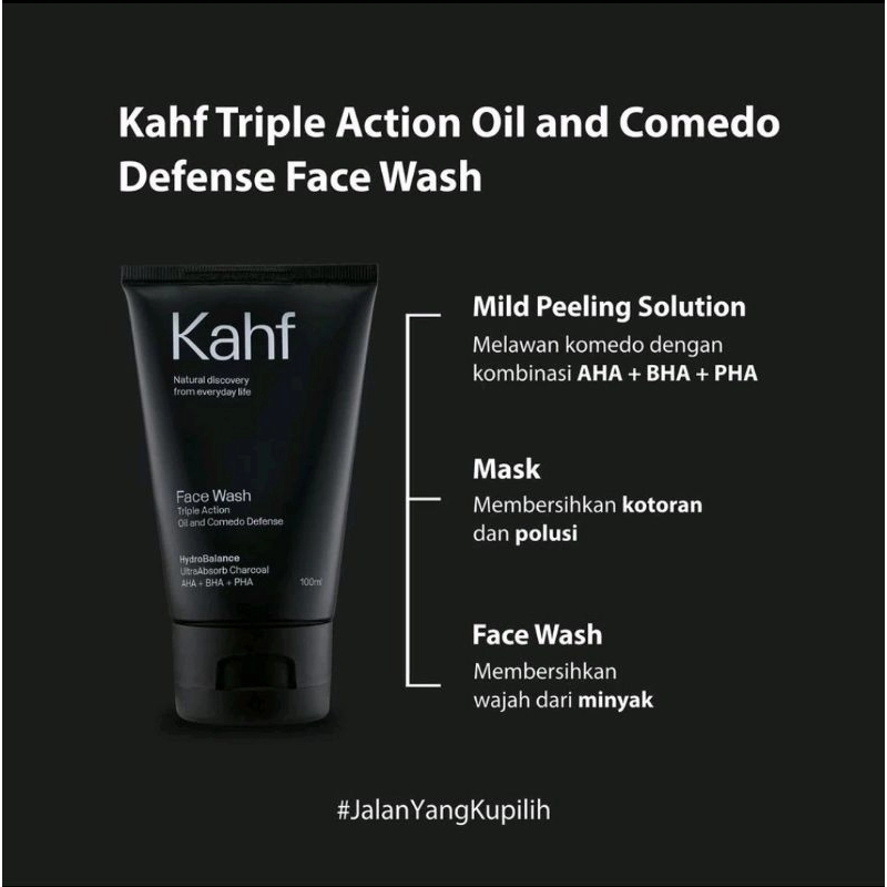 Product image SUPLAI SHOP - Sabun Wajah Komedo Kahf Face Wash Triple Acton Oil & Comedo Defense Isi 100 ml