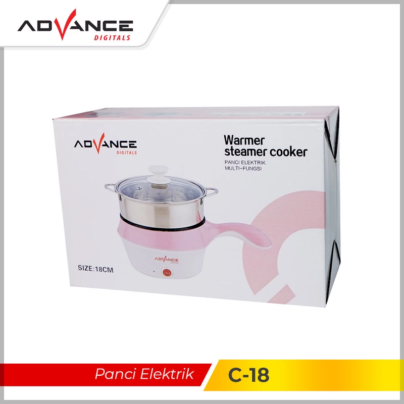 Product image Advance Digitals Indonesia - Panci Listrik Multifungi C-18 Warmer Steamer Cooker 1,5 Liter Pink