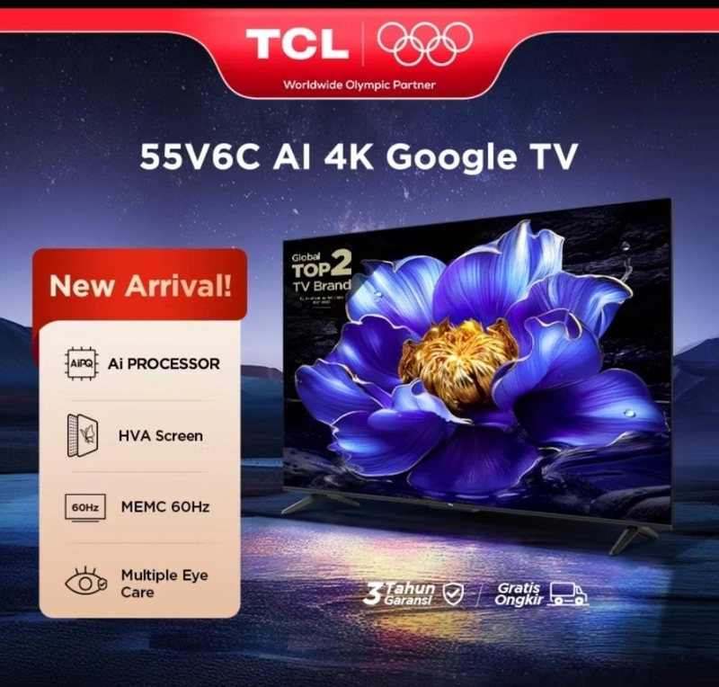 Product image Rizki Electronics - TCL 55 inch V6C - AiPQ Processor Ai 4K Google TV 55 INCH