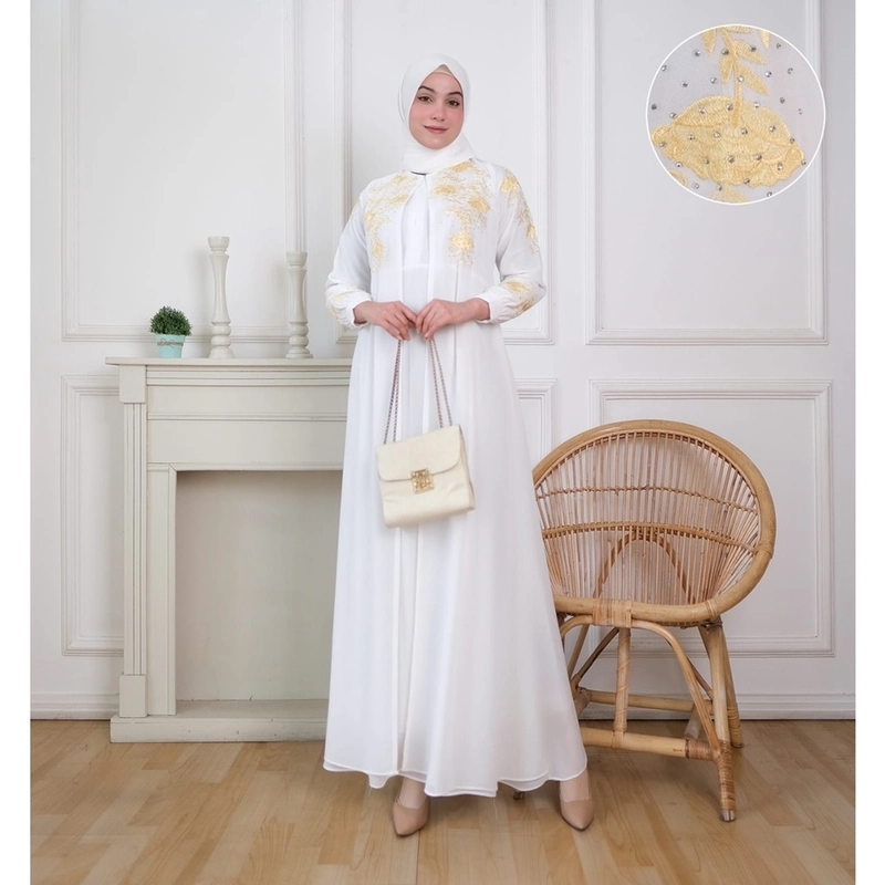 Product image Ladily Apparel - Gamis Ceruty Putih (24 pcs) 24 pcs putih