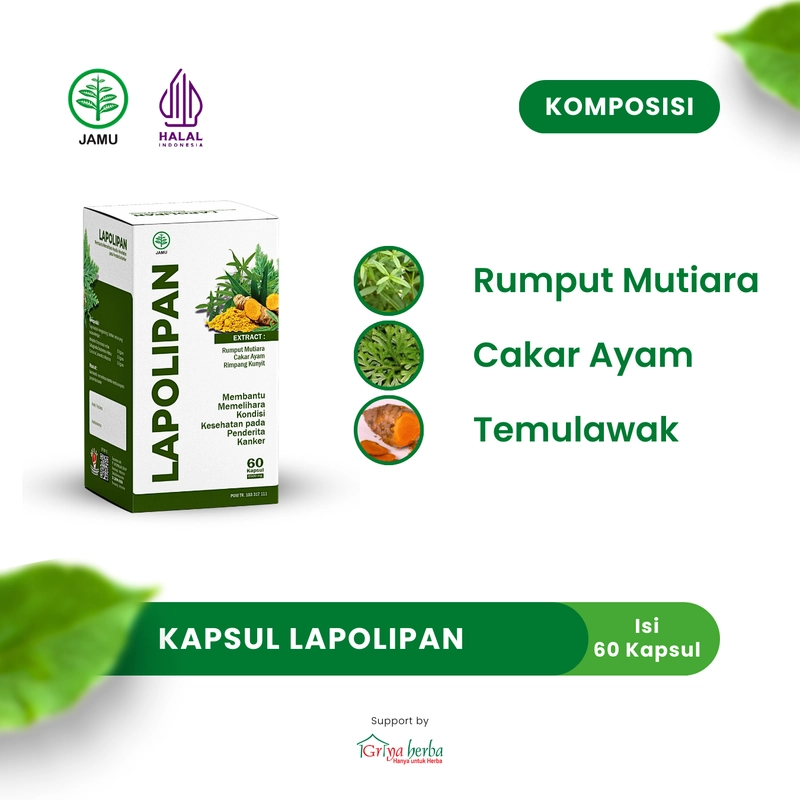 Product image Griya Herba - Lapolipan Obat Herbal Membantu Memelihara Kondisi Kesehatan pada Penderita Kanker Polip Halal BPOM 60 Kapsul Original