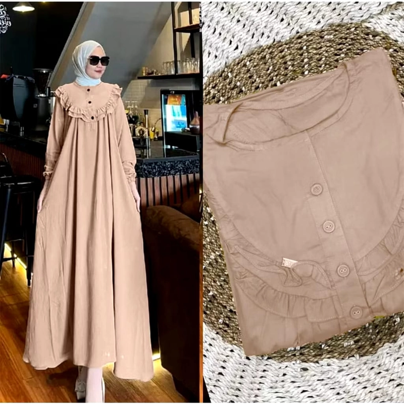 Product image Muslim Clothing -Gamis Zalina Terbaru - Gamis Crinkle Polos Premium L MOCA