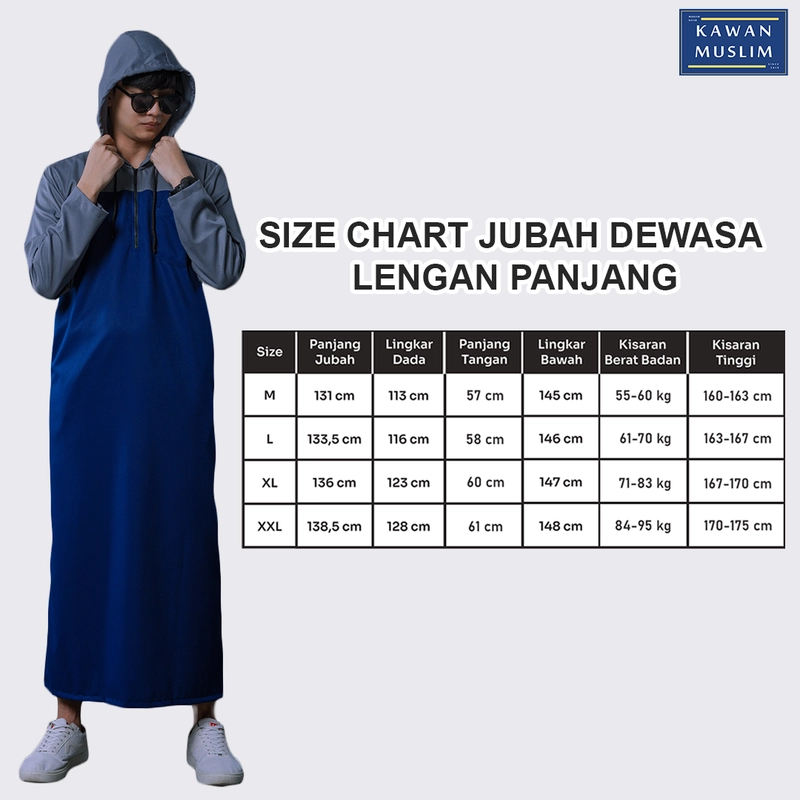 Product image Kawan Muslim - Jubah Gamis Hoodie Mix Warna Pria Lengan Panjang (KM13) L HITAM