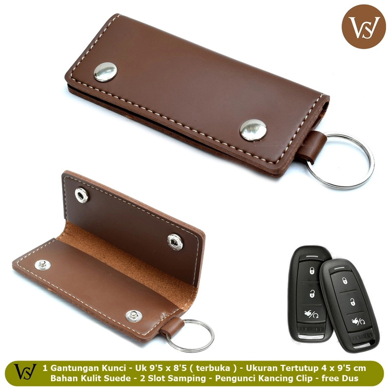 Product image Lanc Fashion - Dompet gantungan kunci Kulit Slim Suede Lipat WARNA COFEE SERAT