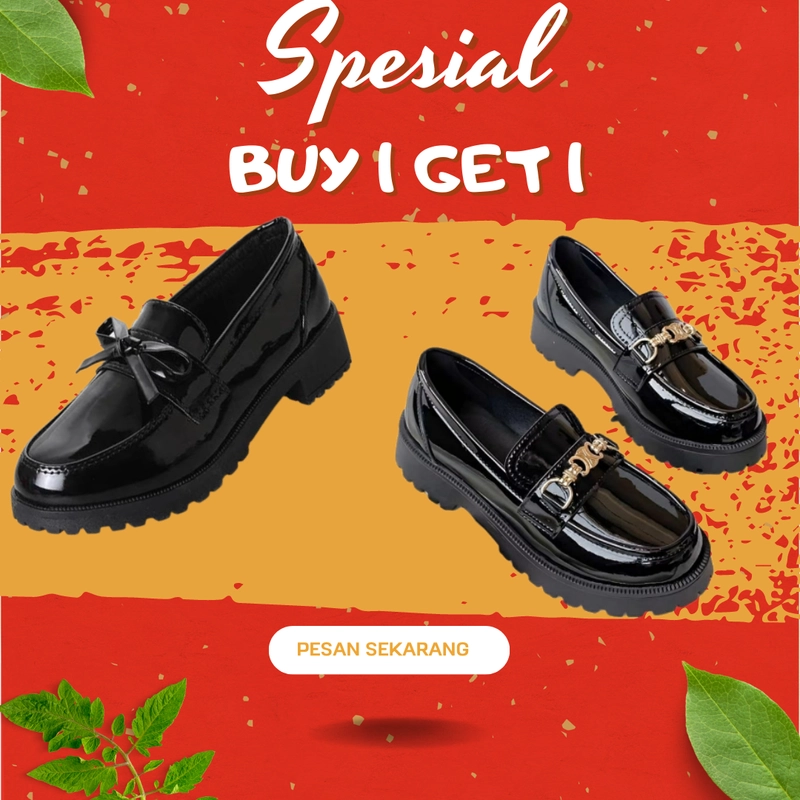 Product image Koekita - Paket Kombinasi Buy 1 Get 1 Sepatu Flat Oxford Wanita DR-001 & DR-004 37 HITAM & HITAM