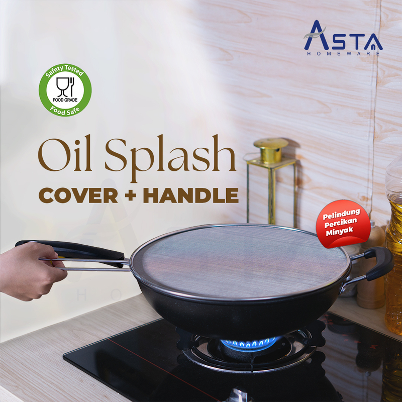 Product image Asta Oil Splatter Stainless Steel Pelindung Percikan Minyak 25 dan 33 cm dengan Handle Size 25cm