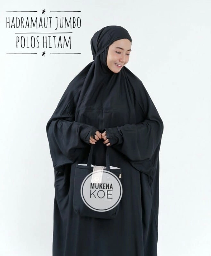 Product image Mukena Koe - Mukena Koe - Mukenakoe konfeksi - Mukena dewasa terusan hadramaut jumbo XL Hitam