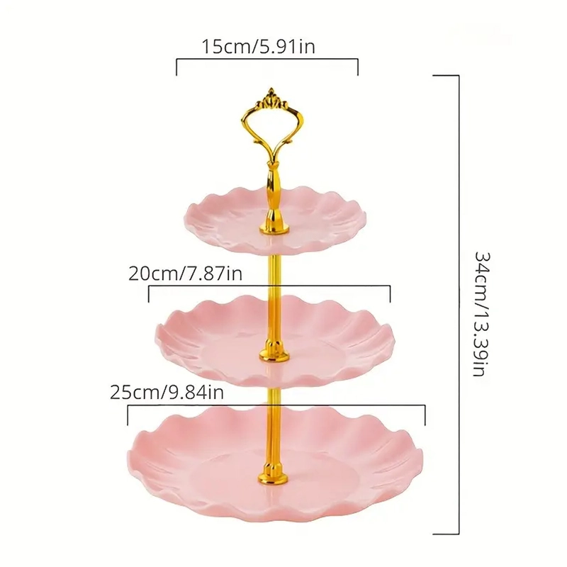 Product image RUMAH RAYA - (PO) Rak Kue Susun 3 Tingkat Detachable Plate Cake Stand Display - MB-3 Tipe MB-3 Pink