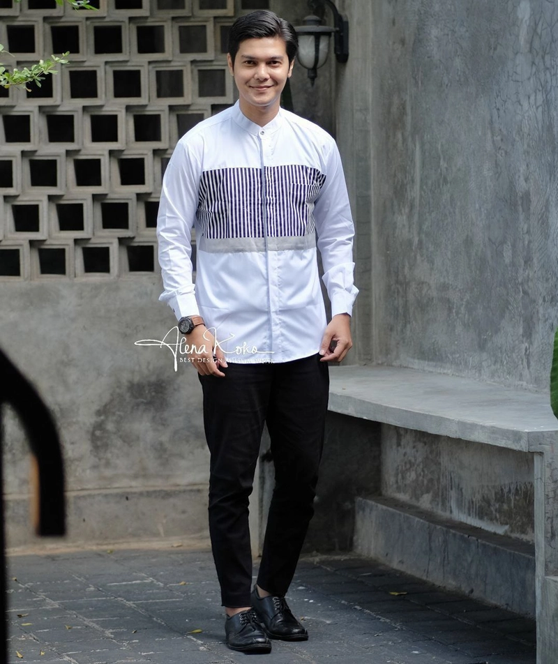 Product image Kois Batik - Baju Koko Dewasa Lengan Panjang Terbaru Motif Alena koko XXL Alena koko putih
