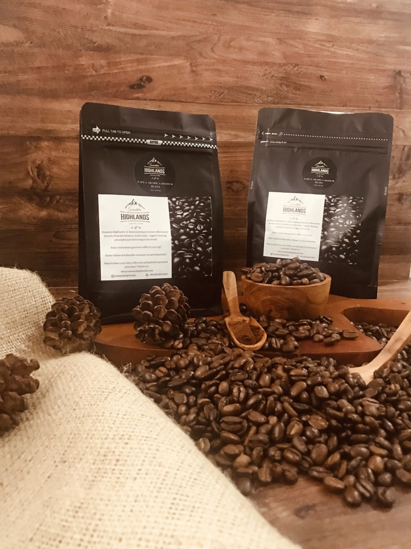 Product image Sumatra Highlands - KOPI BUBUK PAPUA ARABICA MEDIUM ROASTED COFFEE POWDER/BIJI 1000 GR 1000gr BIJI