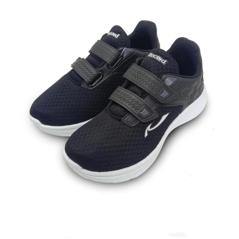 Product image Record Shoes Official - RECORD XFORCE SEPATU SEKOLAH ANAK TK SD SMP 4-13THN ALL BLACK HITAM PUTIH 30-37 PEREKAT COWO CEWE 30(20,5CM) 5-5,5 THN HITAM PUTIH
